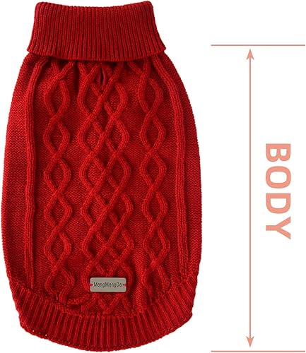 Miniatura 8 de MengMengDa, Suéter para perro, ropa de punto trenzado, cuello alto clásico, ropa cálida y suave para chihuahua, bulldog, perro salchicha, pug,