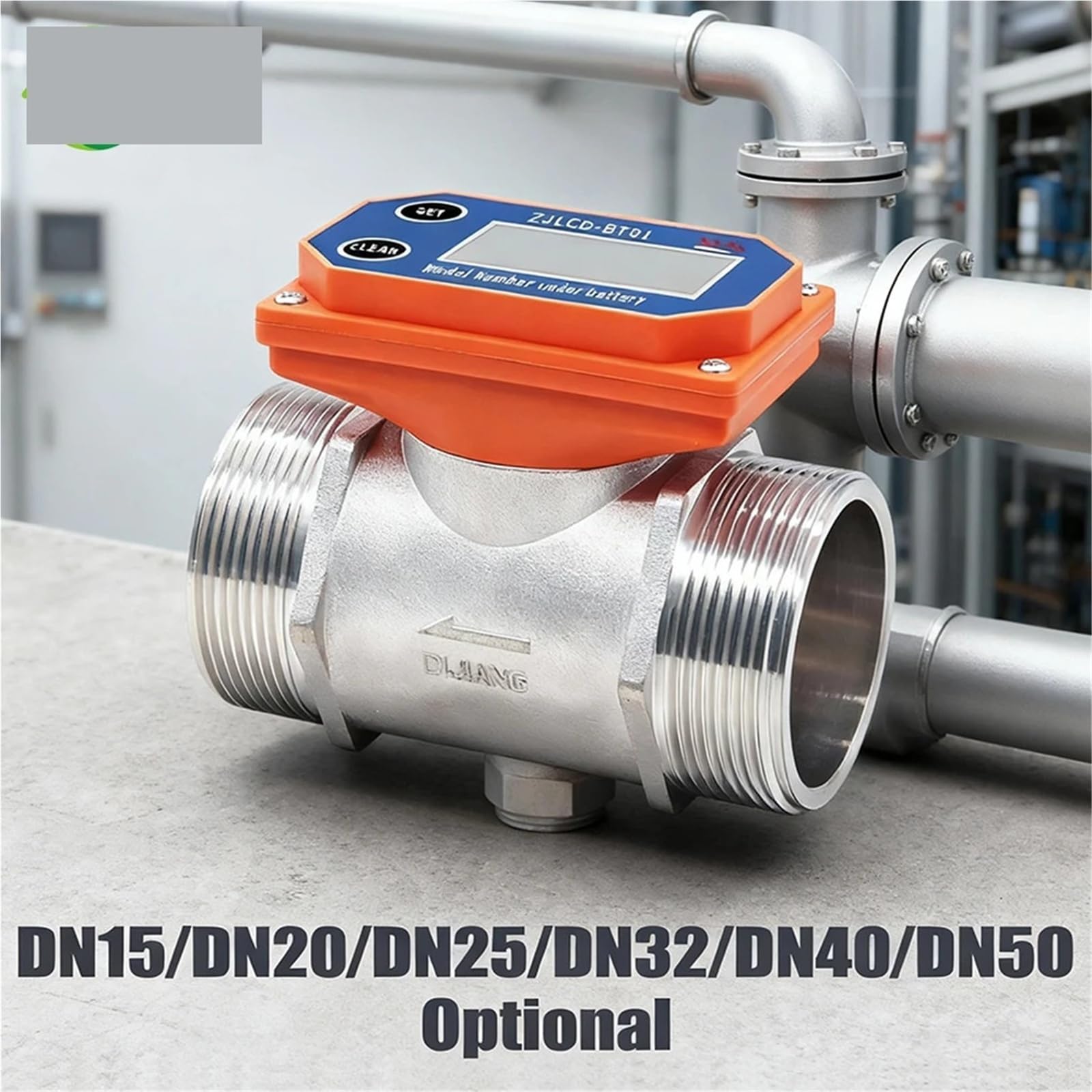 Medidor de Flujo de Agua, Medidor de flujo Digital inteligente, medidor de flujo de acero inoxidable de alta precisión, pantalla LCD, Sensor de flujo de agua for riego de jardines y granjas(DN15)