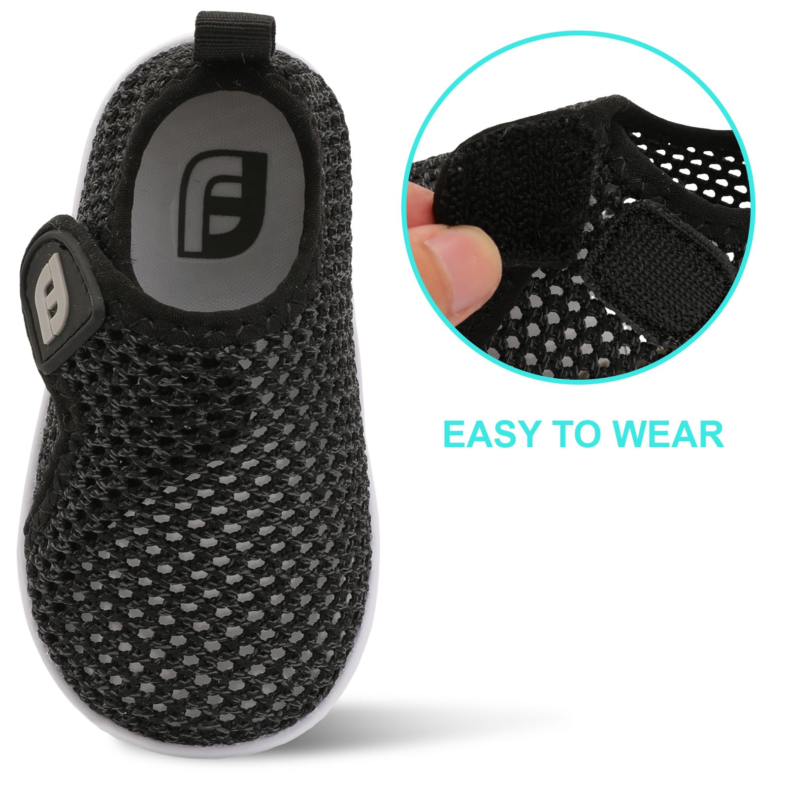 Baby Girls Boys Water Shoes Swim Barefoot Shoes Sandals Water Sports Aqua Socks Sneakers for Beach Mesh BlackGrey 12-18 Months Infant