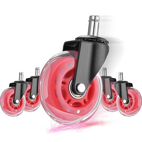 Miniatura 7 de Hivexagon Juego de 5 ruedas de repuesto para silla de oficina, ruedas universales silenciosas, resistentes, de 3 pulgadas, para sillas de oficina
