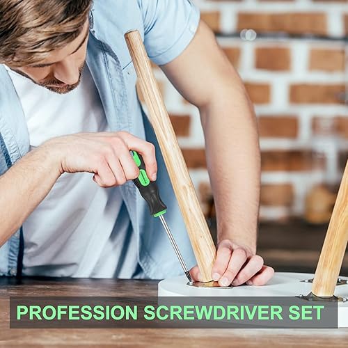 Miniatura 5 de Juego de destornilladores magnéticos de 7 piezas, 4 Phillips y 3 planos, juego de destornilladores profesionales con agarre acolchado