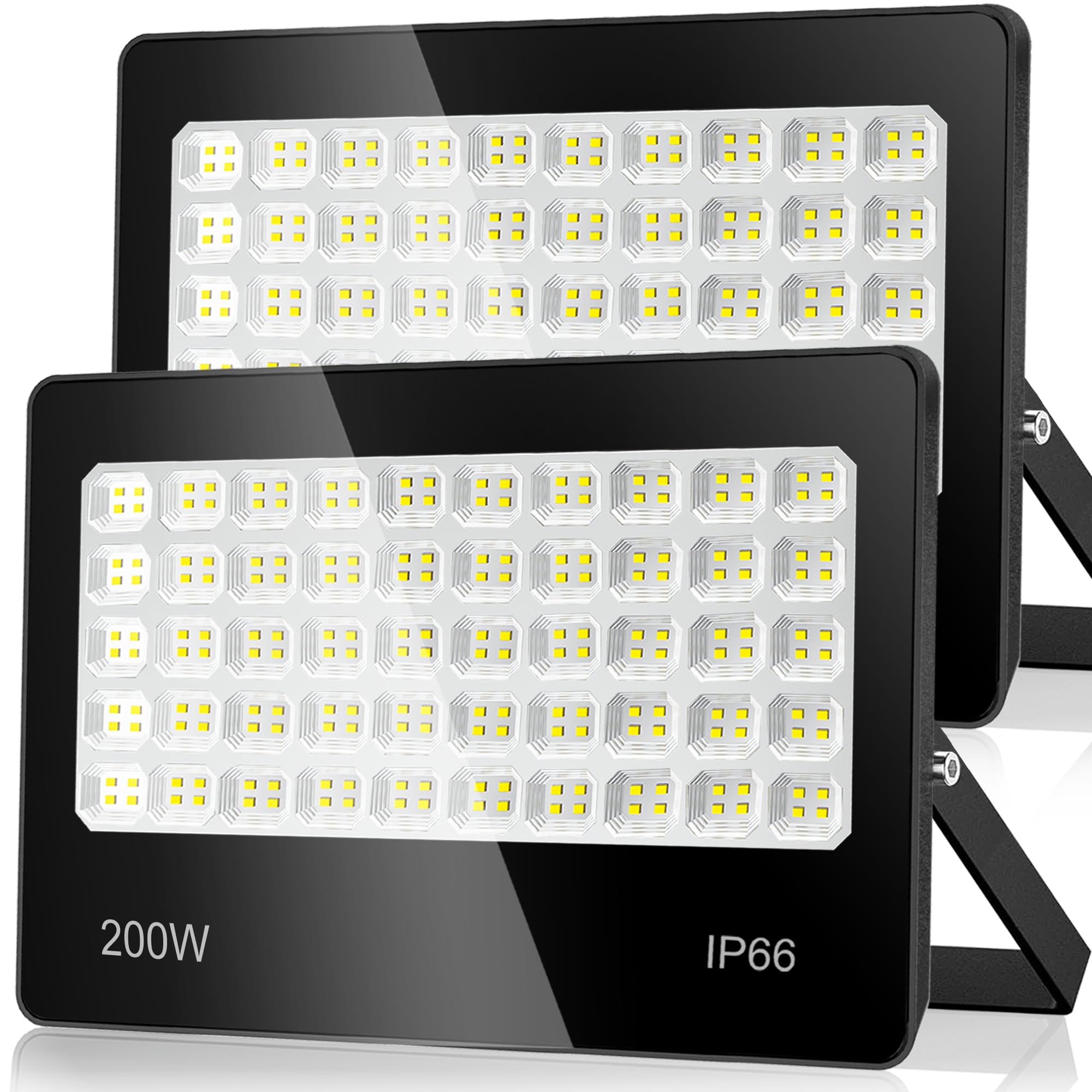 ANNIFUNLY LED Strahler Außen 2 Stück, 200W 20000LM Superhell Außenstrahler Scheinwerfer, 6500K Kaltweiß LED Aussenleuchte Fluter, IP66 Wasserdicht Scheinwerfer für Garage Garten Innenhöfe Werkstatt