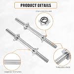 Threaded Dumbbell Rubber/Chrome Handles 1 Inch Pair, Adjustable Dumbbell Bar Handles, Fits Standard Weight Plates with 1” Diameter, for Gym Workouts, Exercise, Weightlifting