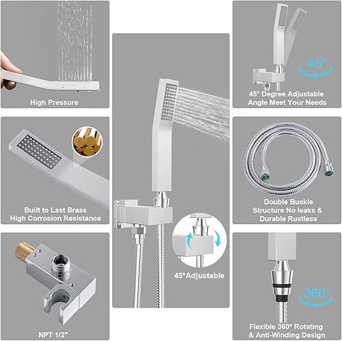 Miniatura 4 de Multi Head Shower System with 6 Body Jets, STARBATH Shower Jets System in Wall 12 Inch Rain Shower and Handheld Spray Brass Shower Faucet Set Full