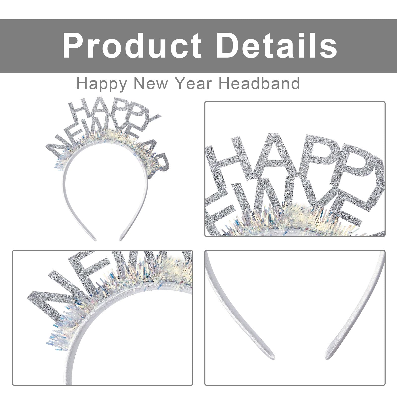 iwiio Happy New Year Headband, New Year Hair Accessories, New Years Eve Party Supplies 2026 - Image 3