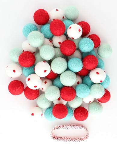 Miniatura 2 de Mini Felt Factory  Felt Ball DIY Christmas Garland Wool 1 inch Poms Set Red Bright Seasonal Winter Home Mantel Decor  White Craft Project Supplies