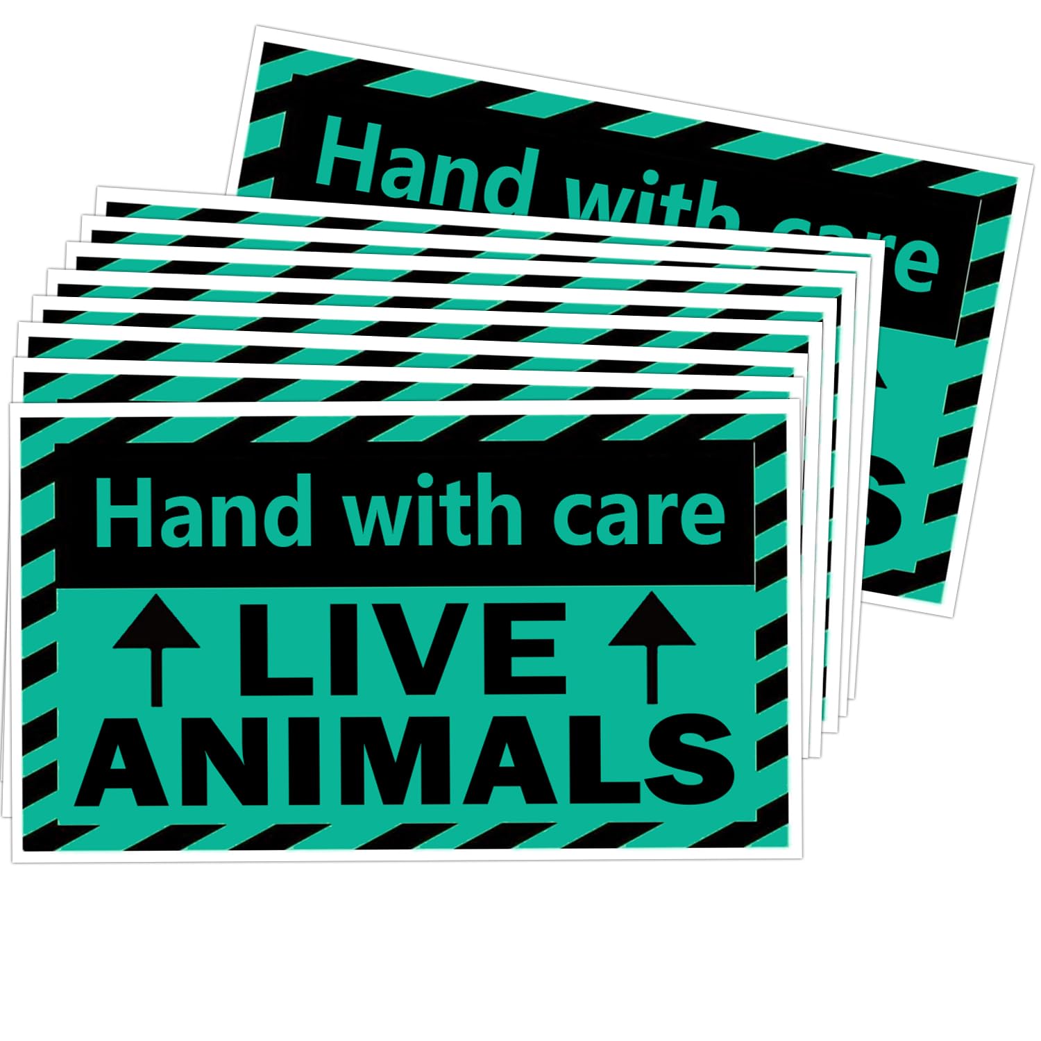 Live Animals Please Handle with Care Stickers, 3 X 5 Inch Fluorescent Fragile Shipping Label for Pet Crate Shipping and Packing (100 Pcs)