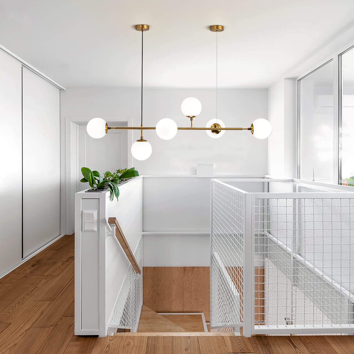 Lámpara Colgante Fabricada En Metal Y Cristal Con Proyección De Luz Difusa General Color Cobre Ziva Fabrilamp