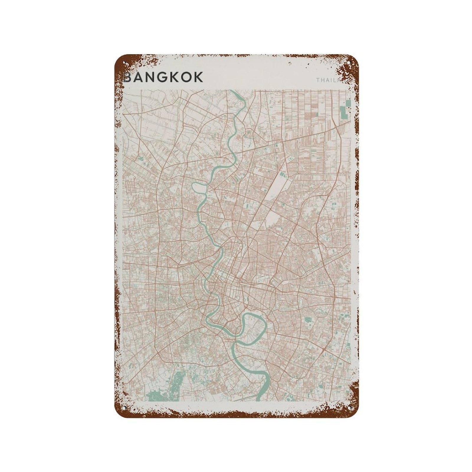 xiaoxiaoshen Bangkok Map Thailand Travel Gift Scandi (2) Wall Decor Art Metal Tin Poster Modern Home Decor Art Home Bar Shop Decorations Vintage Sign 30x20cm