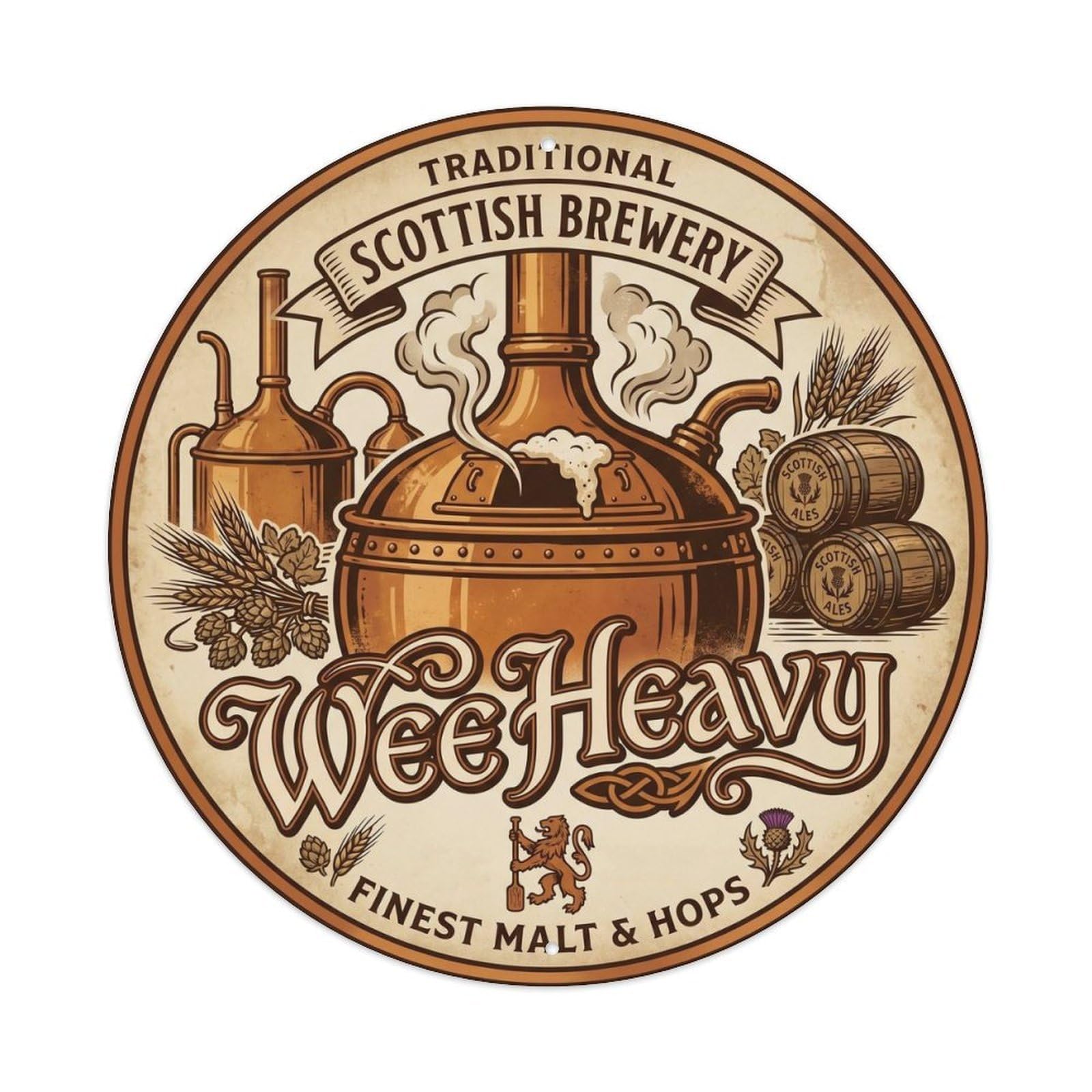 Wee Heavy Scottish Ale Pub Culture Traditional Keg Tap Metal Tin Sign