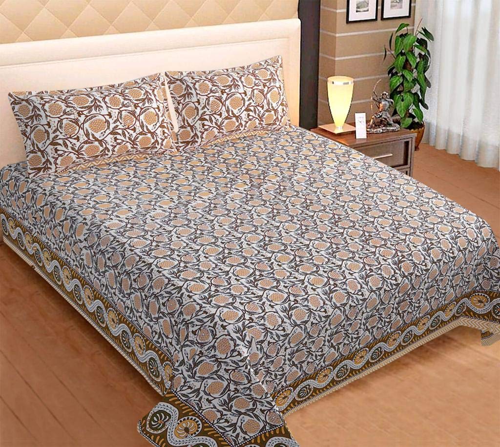 XFY bedsheet Combo Double Bed Cotton (90 x 108 inch / 17 x 27 inch