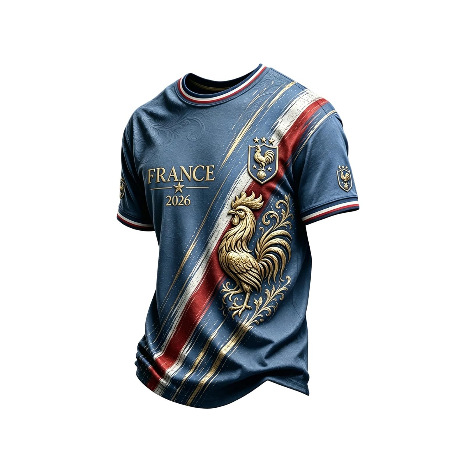 Football Jersey Short Sleeve for Men Classic Style England Football Shirts Sport Casual T-Shirt Ideal for Young Football Fans and Sports Activities 05-Cyan 3XL — image 1