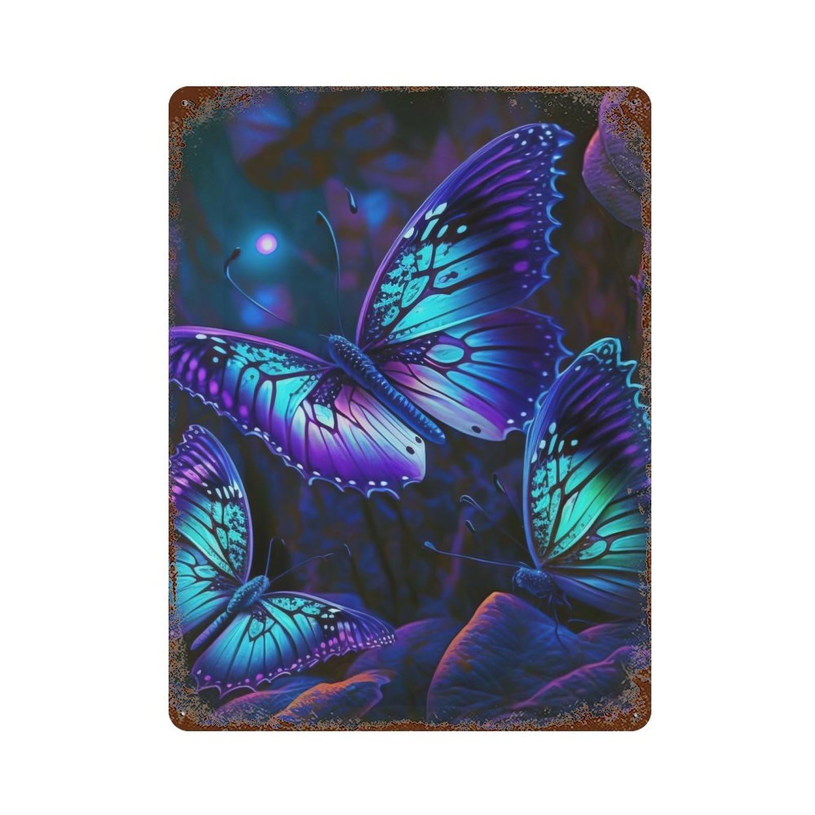 Fluttering Butterflies 15.7"x11.8" Vintage Rust Metal Sign, Classic Wall Plaque for Pub, Kitchen And Man Cave Decor
