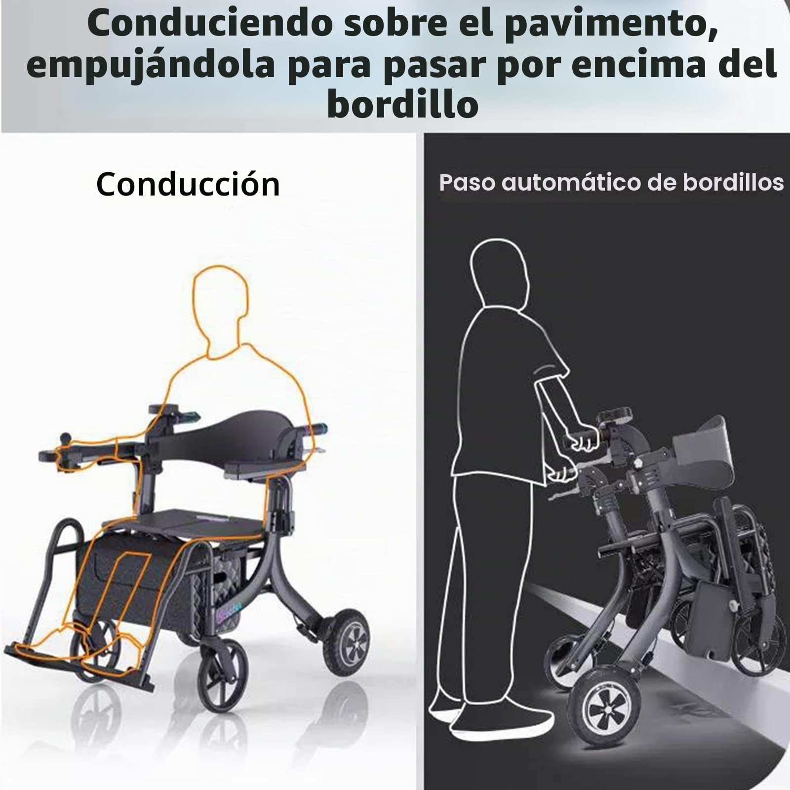 Andador Con Andador Eléctrico, Scooter Para Ancianos Silla De Ruedas Eléctrica Plegable Silla De Ruedas Liviana Carro Con Batería De Litio Para Ancianos