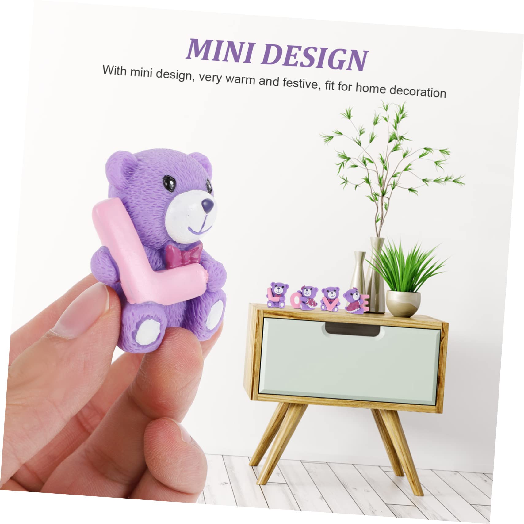 Toyvian 12pièces Ornements Ours pour Cake Decoration De Saint-Valentin Et Décor De Fête