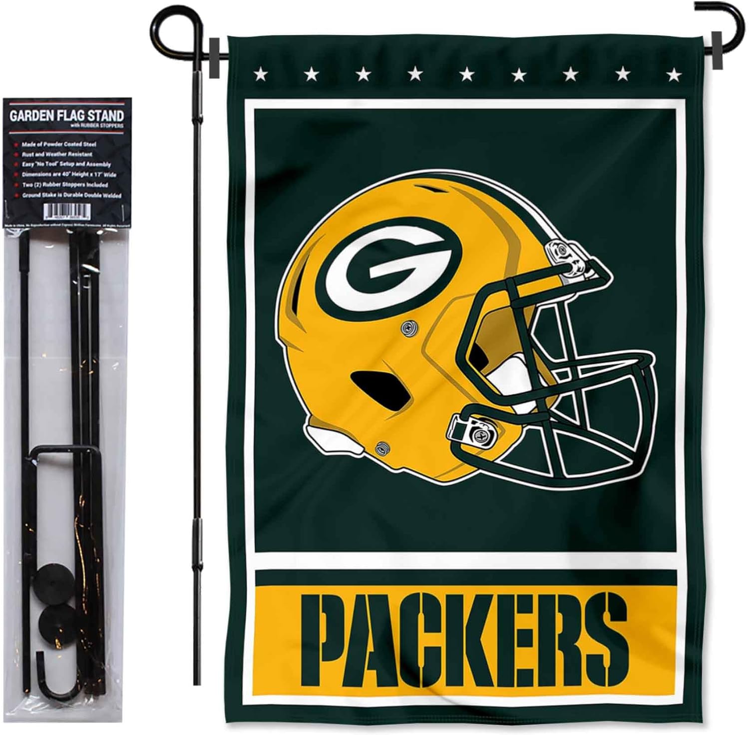 Green Bay Packers Football Garden Flag and Pole Stand Holder - Image 2