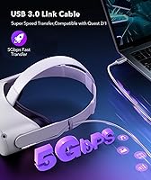 Vista 2 de 6AMGame Cable de enlace de 16 pies compatible con OculusMeta Quest 2 accesorios VR, cable de transferencia de datos de alta velocidad USB 3.0 cable