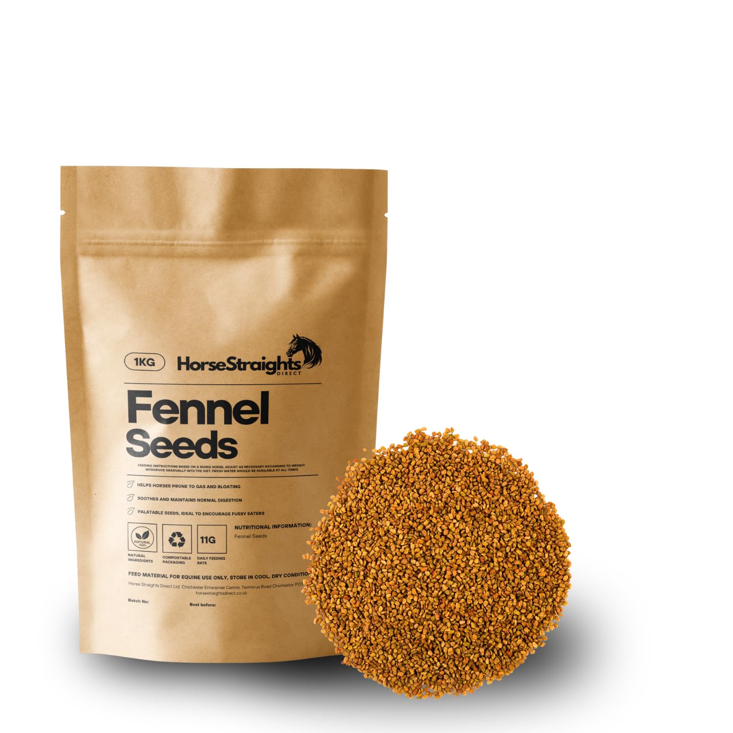 Fennel Seeds for Horses Digestive Comfort Gas Relief & Eye Support 1KG HSD Horse Straights Direct — image 1