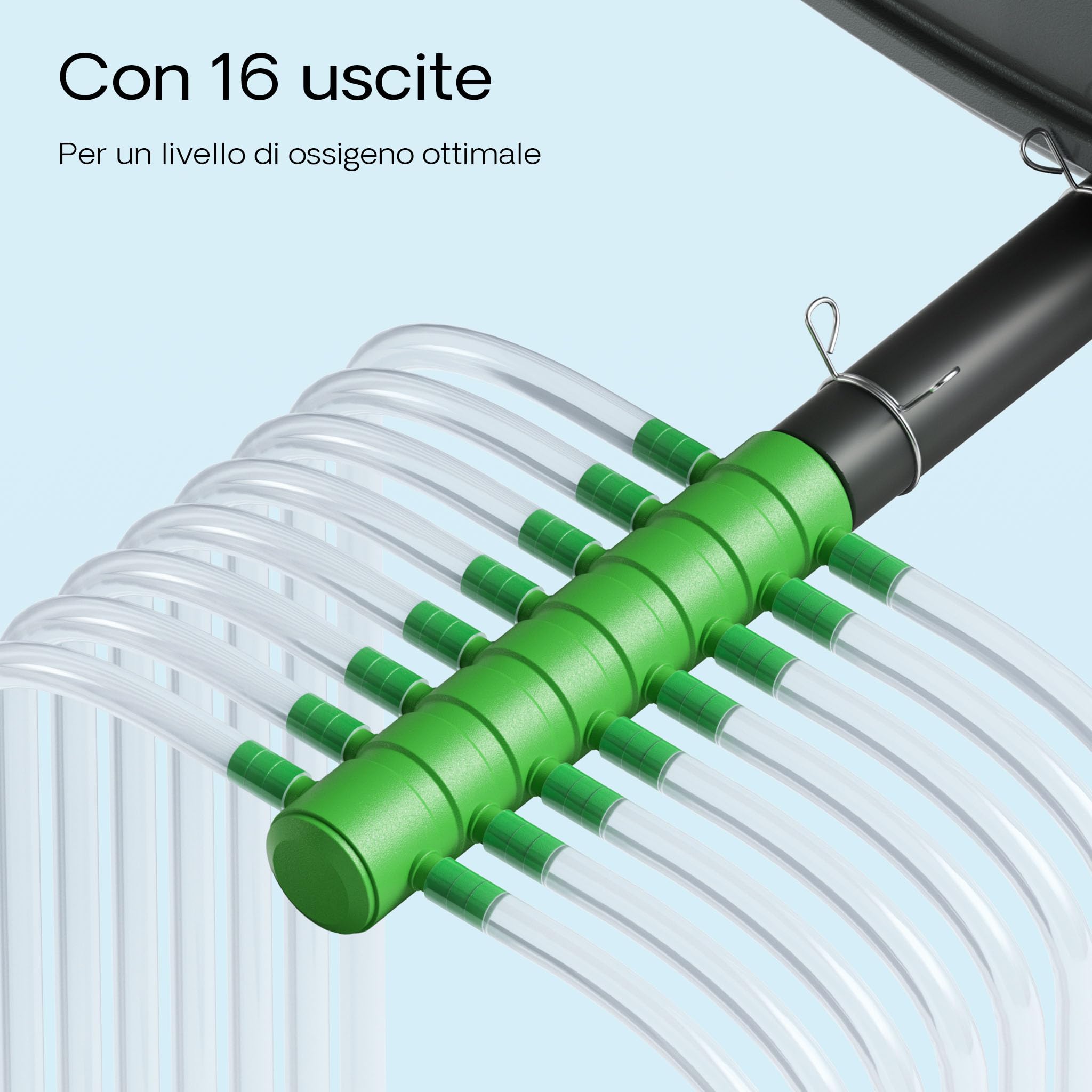 SunSun CAP Aeratore acquario, ossigenatore per laghetti da giardino da e acquari, pompa d'aria con uscite, sistema di aerazione con pietra d'aria e valvola di non ritorno