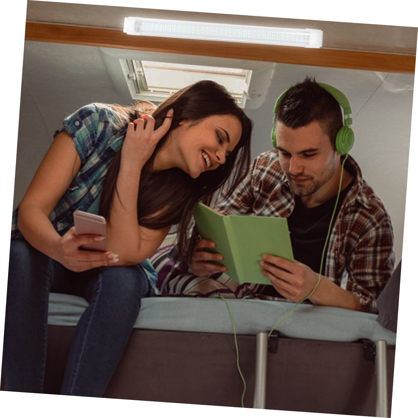 HAPINARY 2pcs Car Interior Led Strip Lights 12-80v Rv Lights High Brightness Reading for Trucks Campers Easy Install