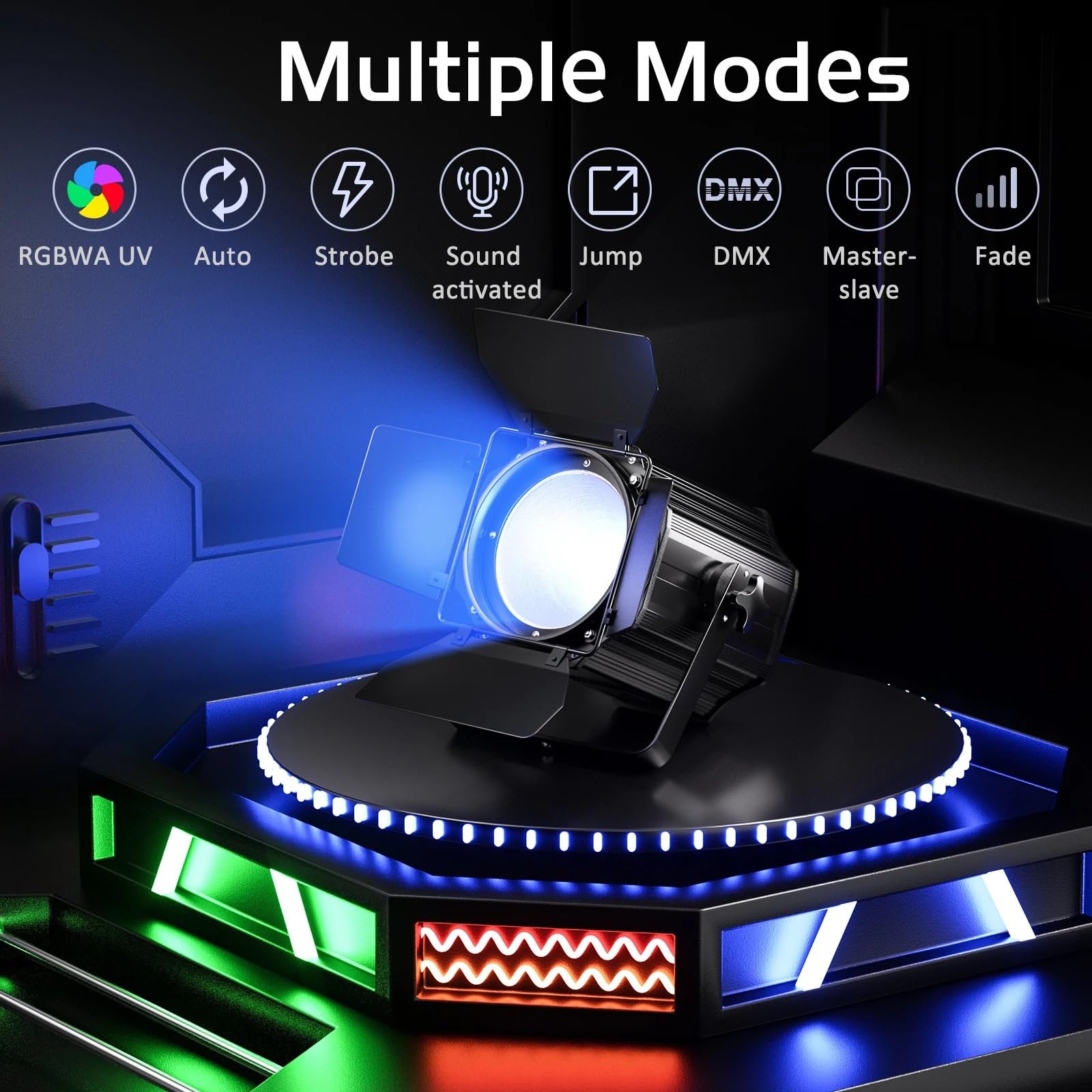 200W COB LED Par Lichter Mit Scheune Tür RGBWA UV Linear Scheinwerfer Bühne Lichter DMX512 DJ Licht for Hochzeit party Konzert