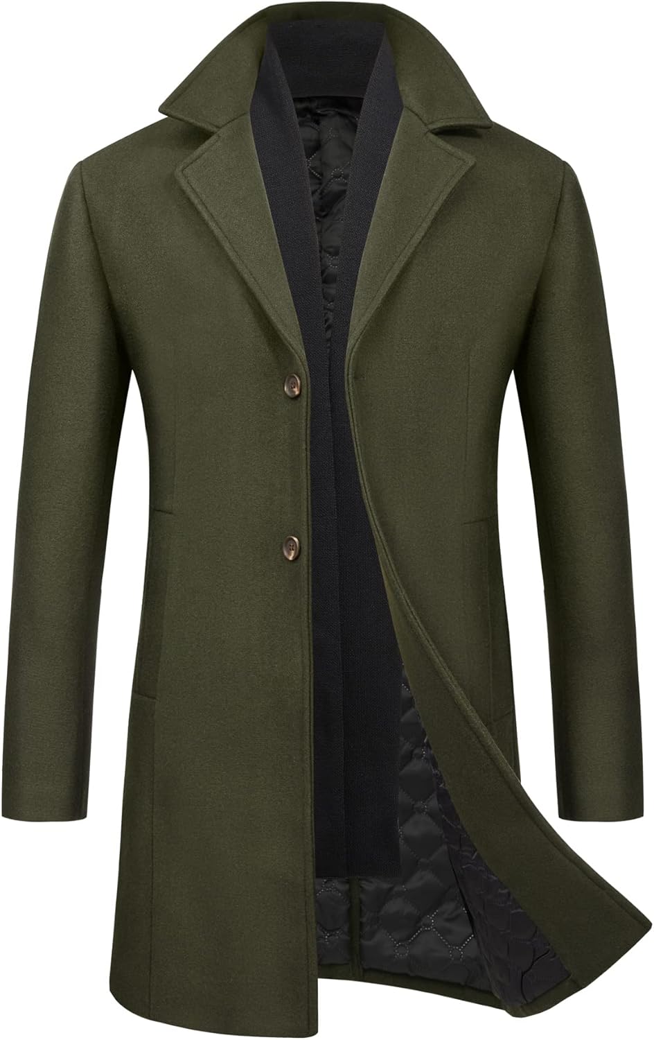 Wisconline Co Green Trench Coat Uk Long Wool Coat WULFUL Men's