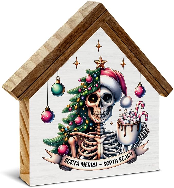 Gothic Christmas Skeleton Decor, Sorta Merry Sorta Scary