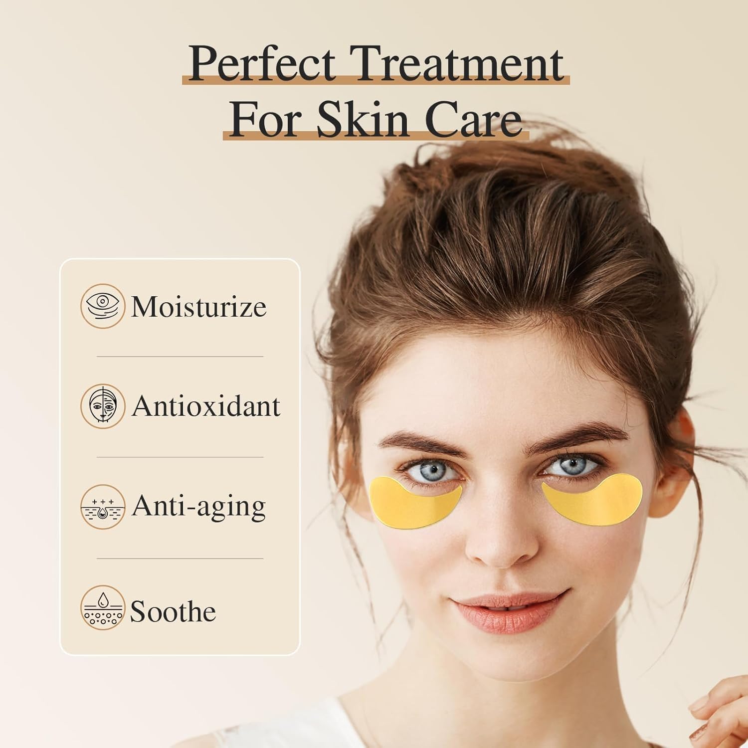 CASITO Under Eye Patches for Puffy Eyes,60 PCS 24K Gold Dark Circle Remover for Women and Men,Reduce Wrinkles, Under Eye Bags, Moisturizing Improves Elasticity- (D95) 4