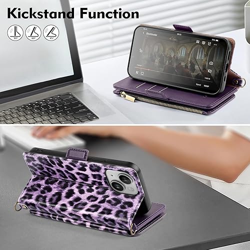 Miniatura 55 de Antsturdy Funda compatible con iPhone 15 Plus (bloqueo RFID). Funda de piel sintética para teléfono para mujeres y hombres, funda protectora a