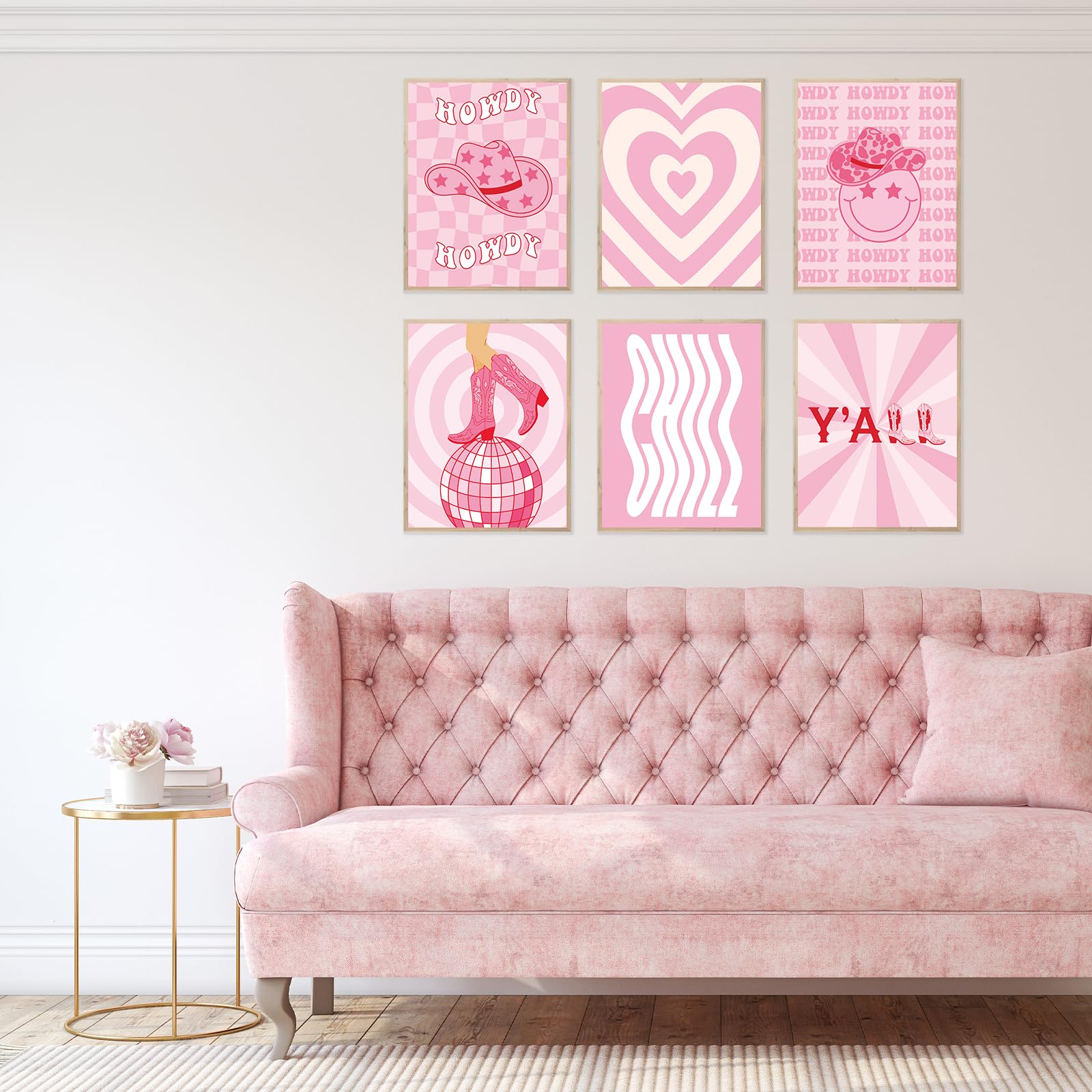 Admmixoo 60s 70s Wall Art Vintage Preppy Set Chill Quote Pink Groovy Poster Minimal Prints Retro Style Cowboy Western and Hippie Wall Decor(11"x14" UNFRAMED - Image 2