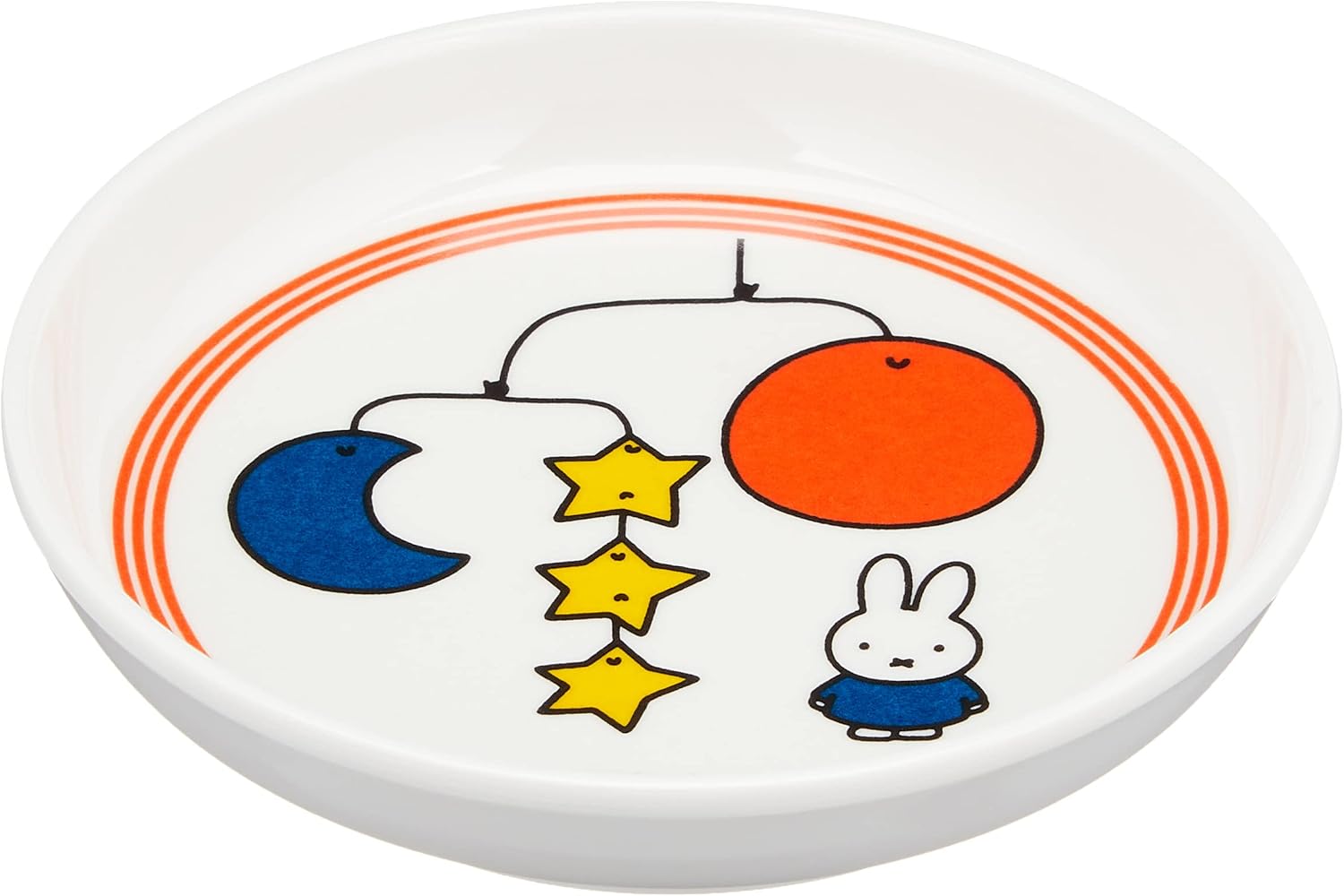 Miffy M-8AAG Space Joy and Museum Small Plate, White, Approx. Diameter 3.7 x Height 0.8 inches (9.4 x 2 cm)