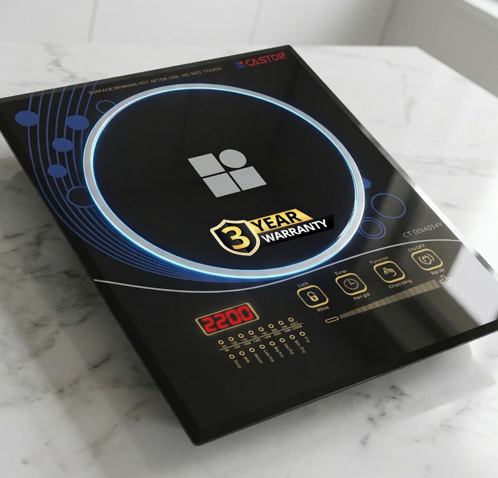 iBELL Castor DIVA 014Y 2200W Induction Cooktop | Portable Electric Induction Cooker | Full Touch Control | 8 Preset Cooking Modes | LED Display | Crystal Glass Top | Child Lock | 3-Year Warranty-image-38
