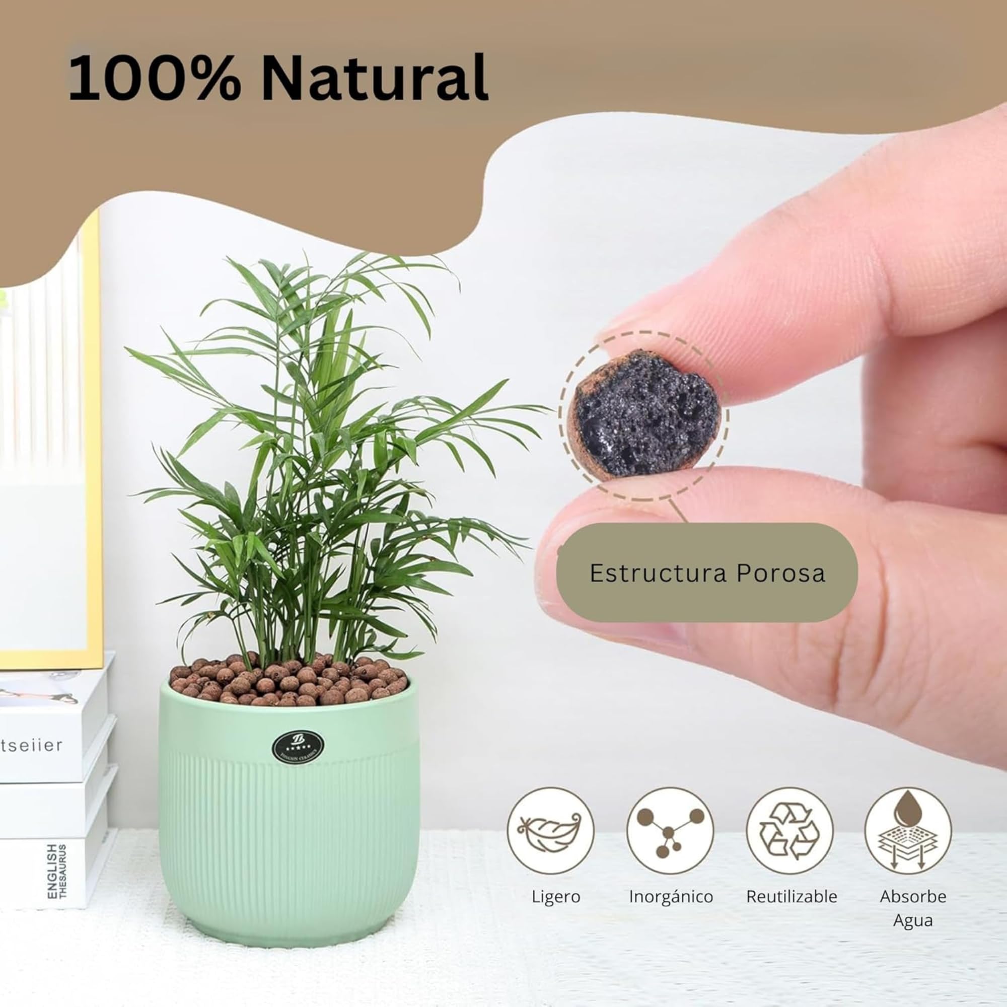 Flornatur Arlita Expandida para Plantas | Bolitas para Macetas y Jardines| Arlita para Drenaje | Forma de Bolas | Tierra Húmeda para Suelo (8 Sacos de 20 litros)