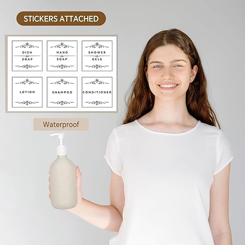 Miniatura 3 de Paquete de 2 dispensadores de botellas con bomba de 16.9 onzas, 16.9 fl oz, dispensadores de bomba de encimera de baño, recipientes de plástico