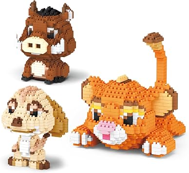 Lion, Warthog, Meerkat Mini Building Blocks Sets, Not Compatible with Lego Animals, 1856 PCS Micro Mini Building Toy Bricks for Adults, Party Favors for Kids Boys Girls 14+