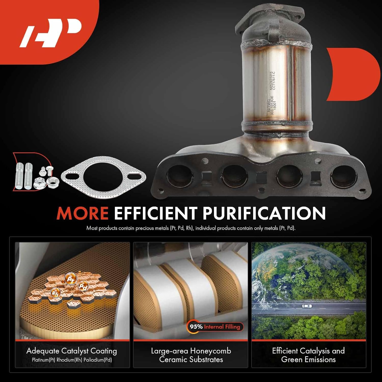 A-Premium Front Exhaust Manifold Catalytic Converter with Gasket Kit Direct-Fit Compatible with Hyundai Tucson 2019 2020 2021 2.0L, AWD, E.P.A. Compliant