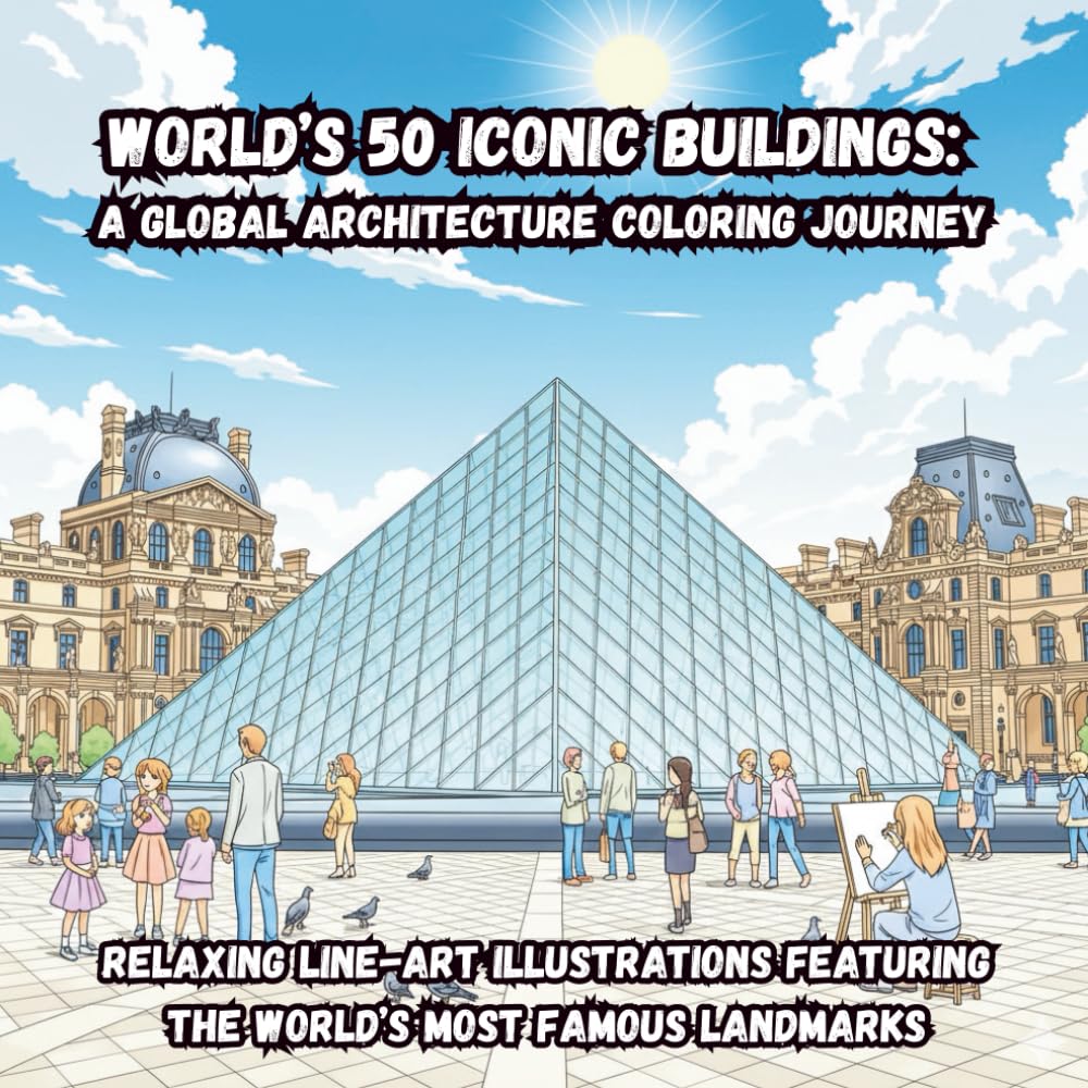 World’s 50 Iconic Buildings: A Global Architecture Coloring Journey: Relaxing Line-Art Illustrations Featuring the World’s Most Famous Landmarks (Coloring Book)