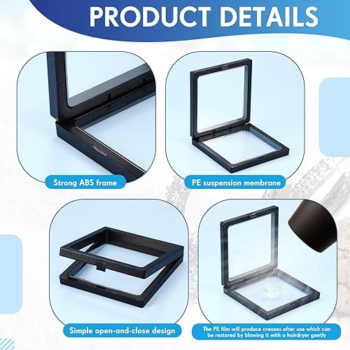 Miniatura 10 de 60 piezas de vitrina flotante 3D de película de polietileno para joyería, caja de almacenamiento de monedas, soportes para monedas antiguas de