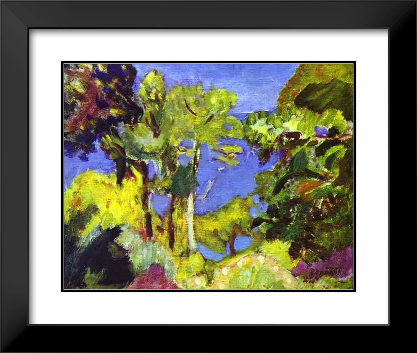ArtDirect Bonnard, Pierre 24x20 Black Modern Framed Art Print with Double Matting Titled: Landscape of Cote d'Azur
