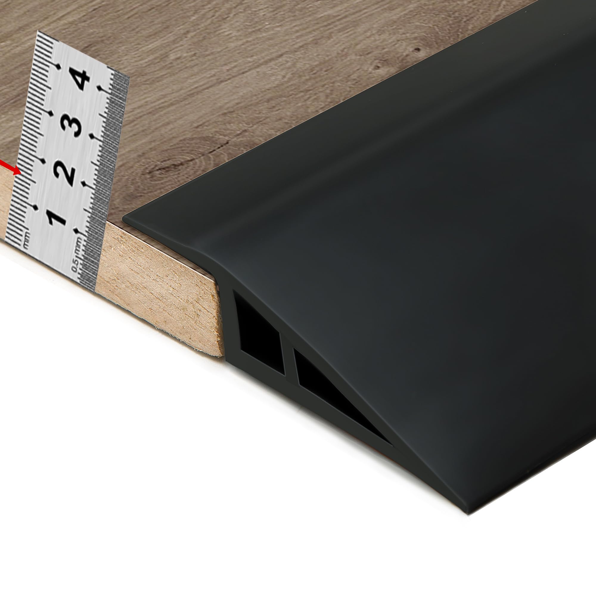 Photo 1 of Carpet & Floor Edging Trim Strip,Self Adhesive-PVC Floor Transition Strip,Threshold Transitions Suitable for Threshold Height Less Than 15mm (6.56FT_Black) 6.56FT-15MM Black