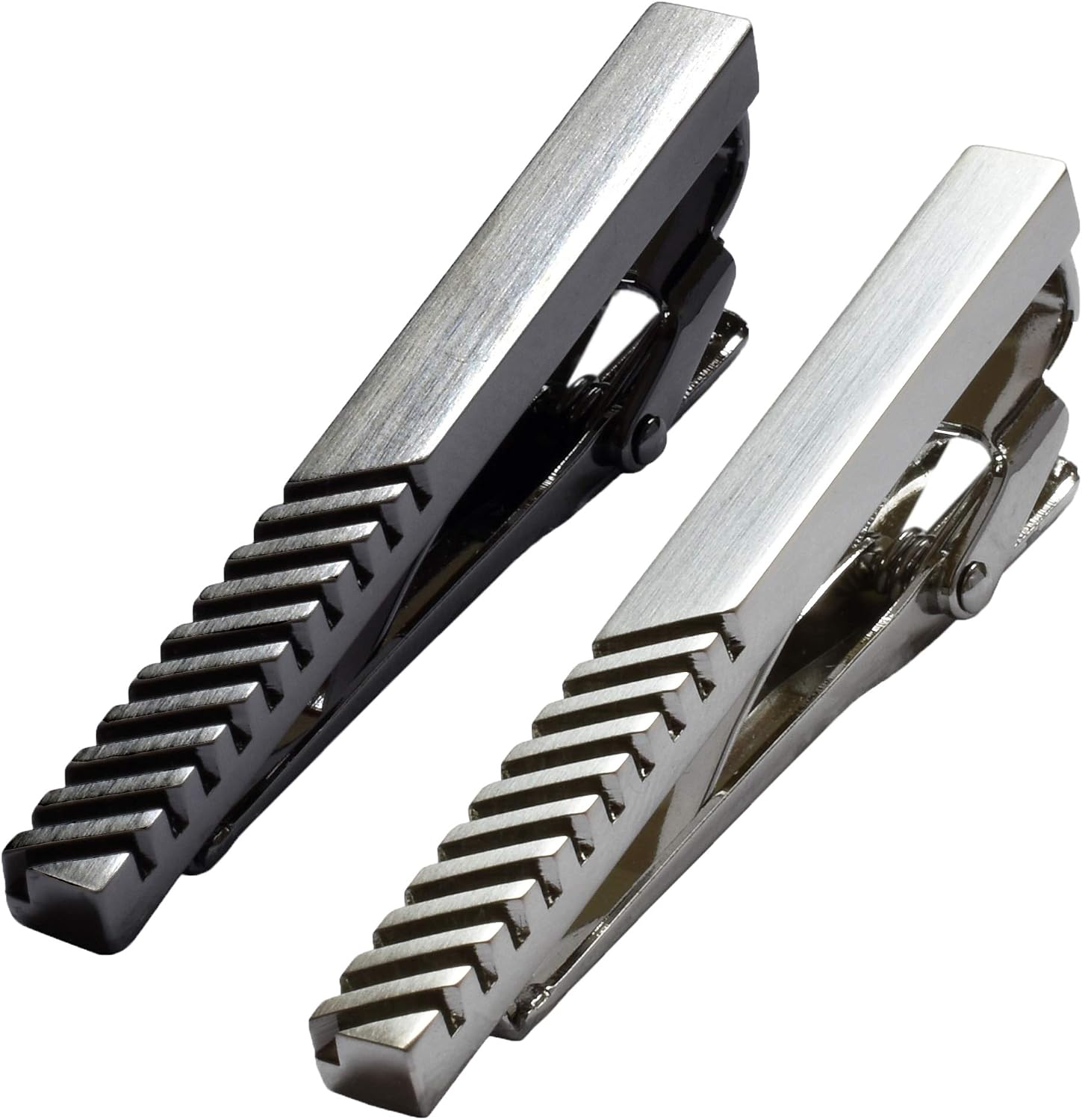 [TAVARAT] Tie Clip Tie Clips for Men stripe design Black Silver Tie Bar Tie Pin Tps-061