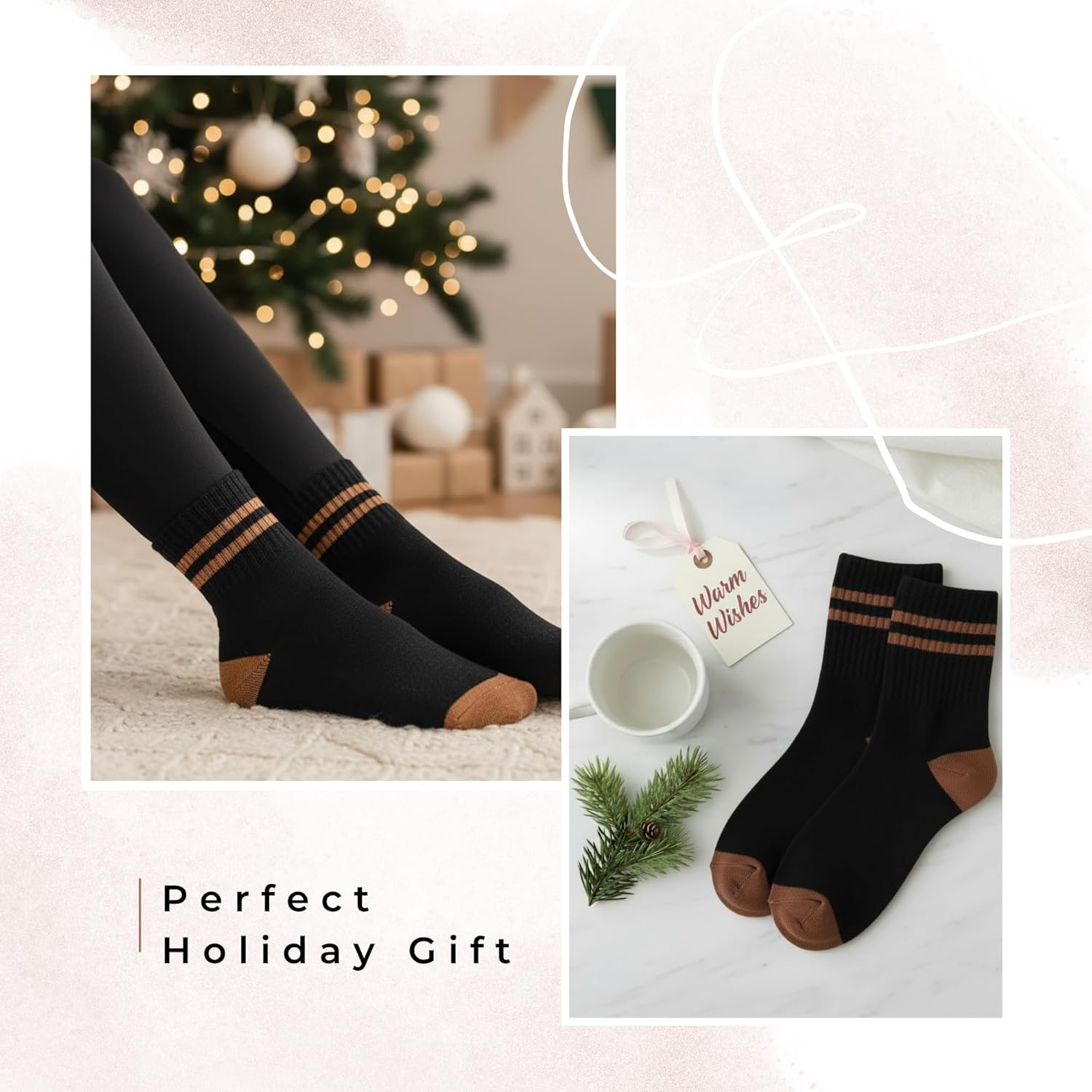 Mini Crew Socks for Women 4-Pack Cushioned Bottom Retro Striped Socks vintage sock - Image 4