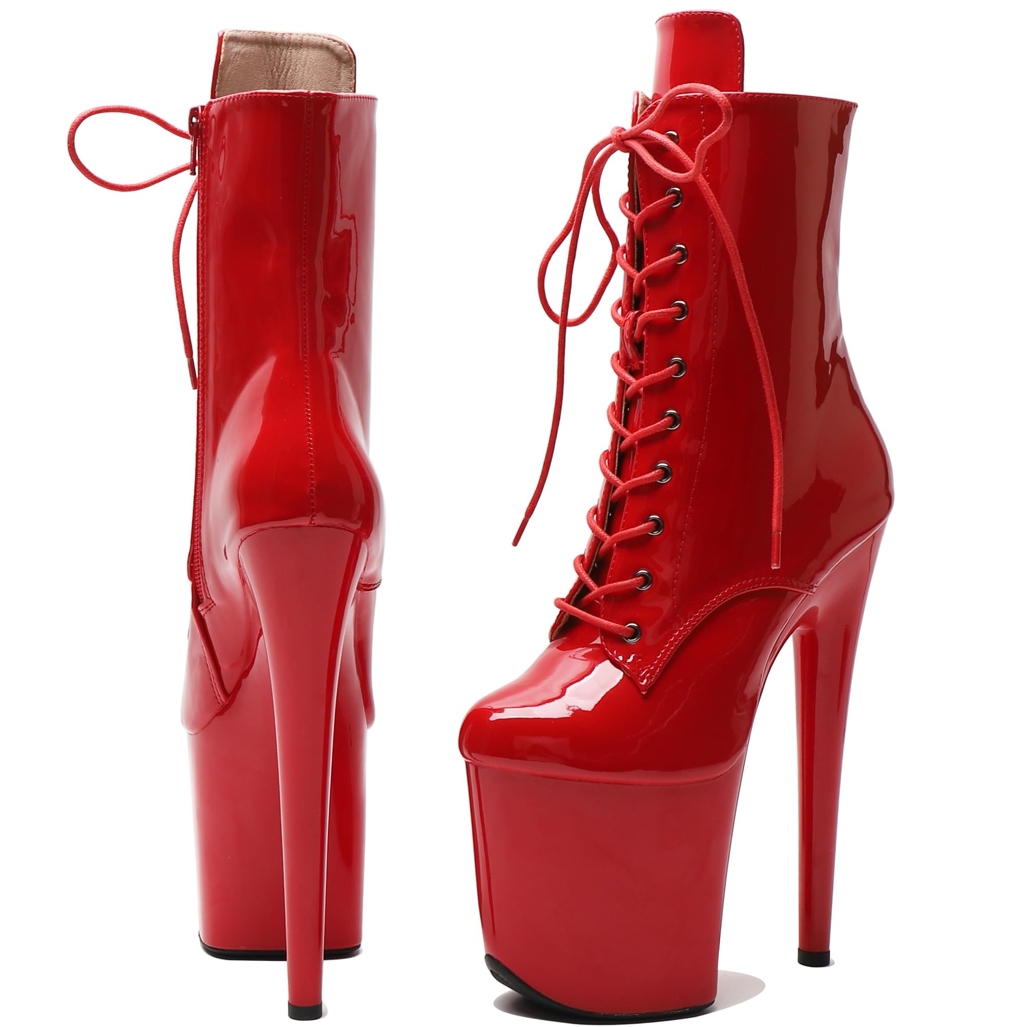 WUXIN H&P 8 Inch Pole Dance Boot Shoes, Exotic Stiletto Platform Heels: 13 Red