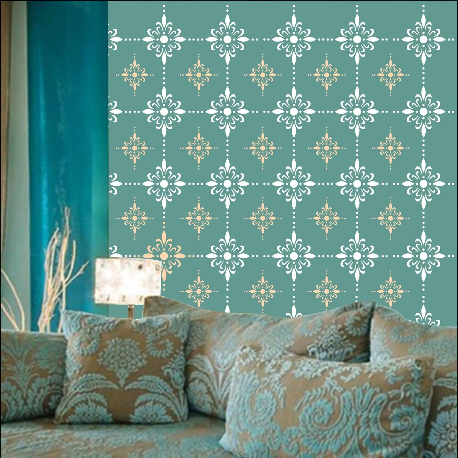 Asian Paints Royale Play Wall Fashion DIY "Bouquet" Stencils for All Over Wall Reusable Wall