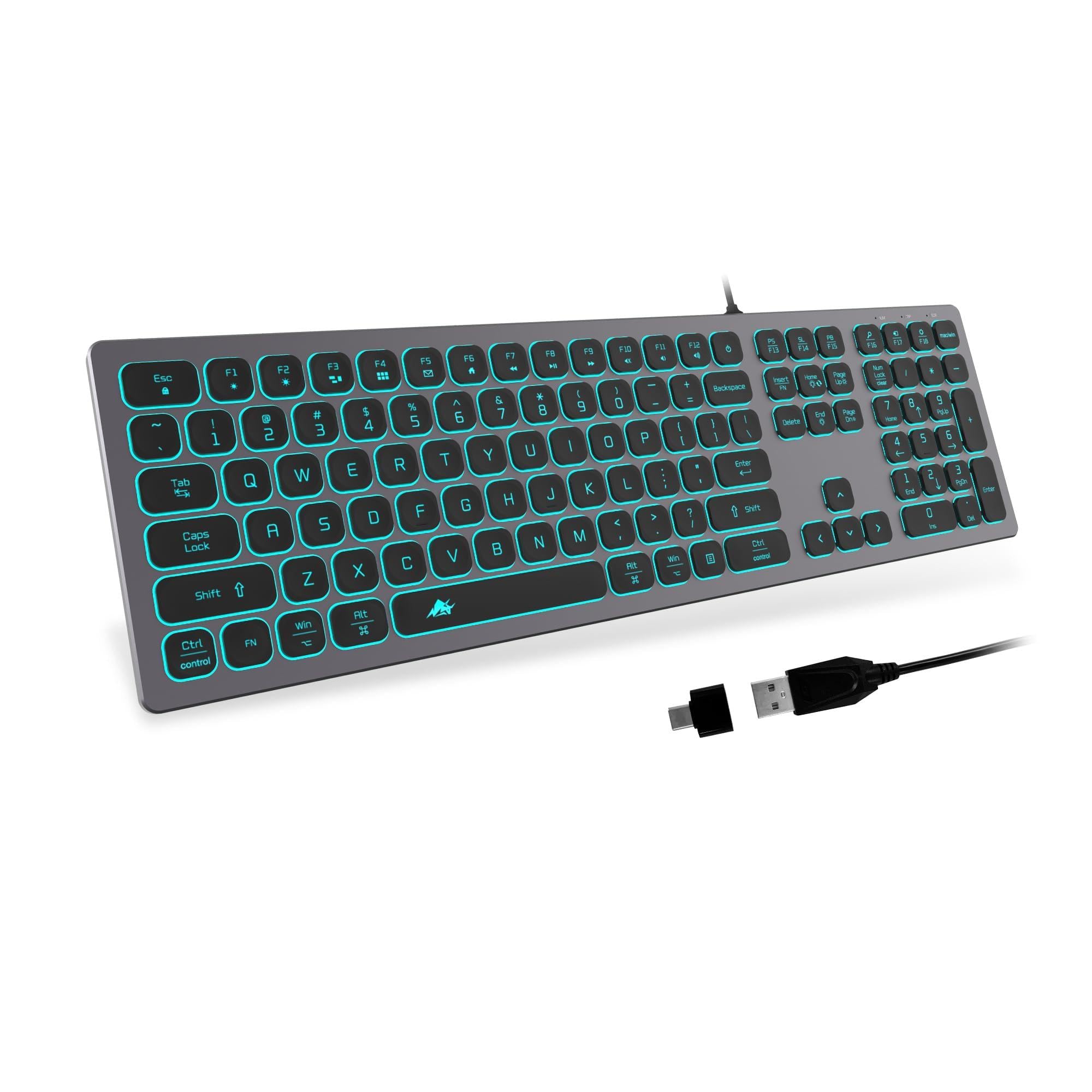 Amazon.in: Buy POWZAN Aluminum Quiet Wired Keyboard Backlit- Slim