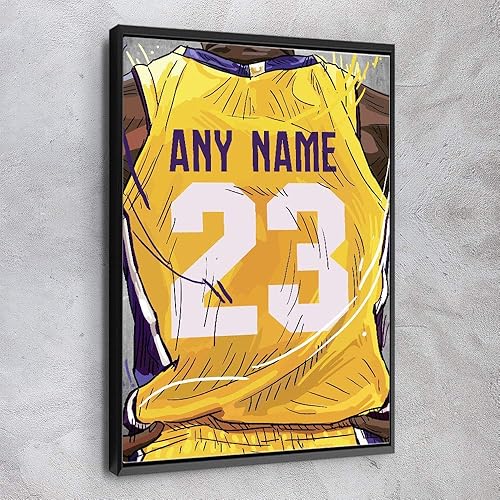"AWESOMETIK" Los AngelesBasketball PERSONALIZED Jersey Canvas Print, Basketball Fan, Kids Decor, Man Cave Gift Wall Art, Office Home Decor. Ready to