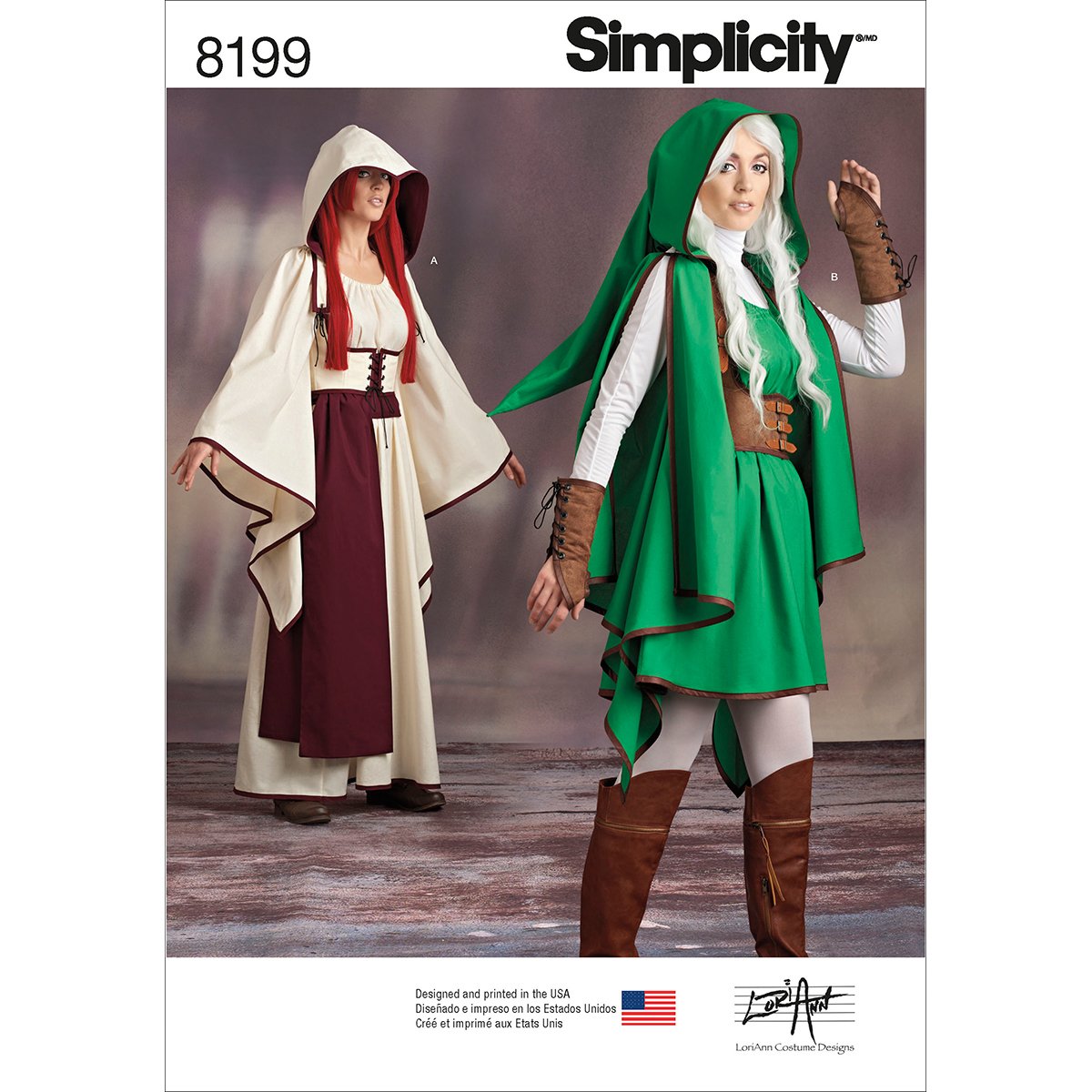 Simplicity Pattern 8199 Misses 'Gaming Costumi da Guerriero, Bianco
