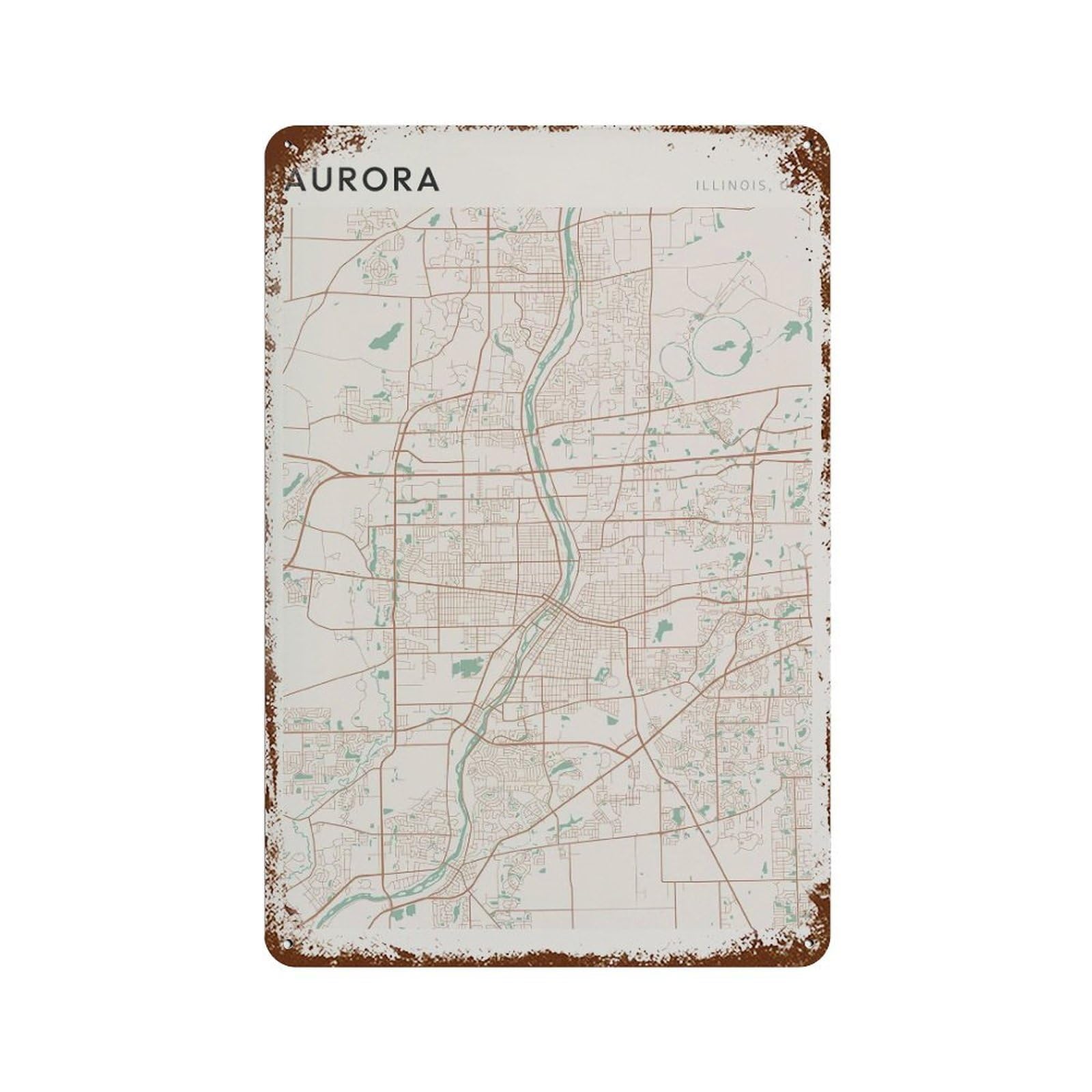 xiaoxiaoshen Aurora Map Illinois Travel Gift Scandi (2) Wall Decor Art Metal Tin Poster Modern Home Decor Art Home Bar Shop Decorations Vintage Sign 30x20cm