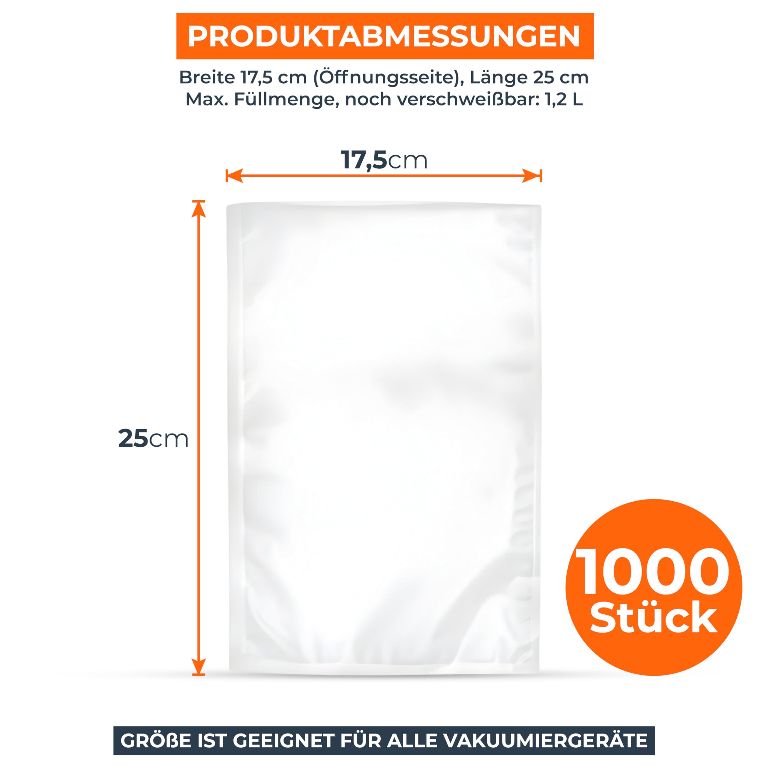 Profi-Vakuumierbeutel für alle Geräte - mit 170µm extra stark und reißfest - 17,5x25 cm - Wabenstruktur - BPA-Frei - Aromafest - 1000 Stück