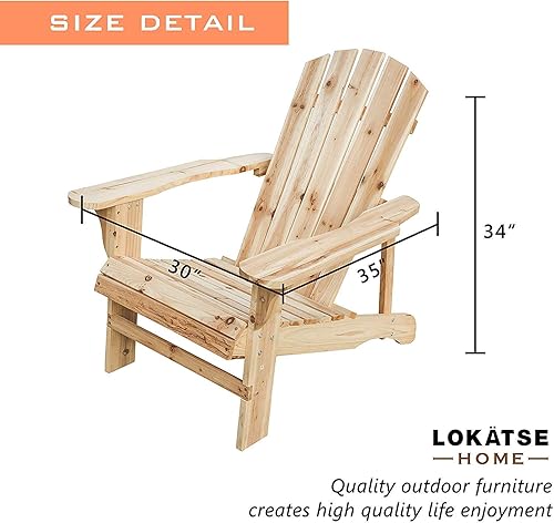 Miniatura 4 de LOKATSE HOME - Sillas de madera estilo Adirondack para exteriores, color natural